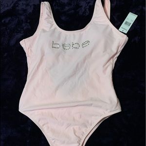 Bebe Low Back Logo Embellished One-Piece Swimsuit